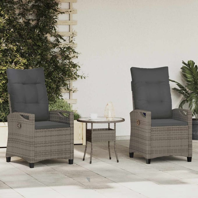 vidaXL - Tuinstoel - 2 - st - Grijs - en - Donkergrijs - Staal - en - Polyester