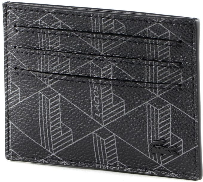 LACOSTE kaarthouder The Blend CC Holder Allover Monogram Noir Gris zwart