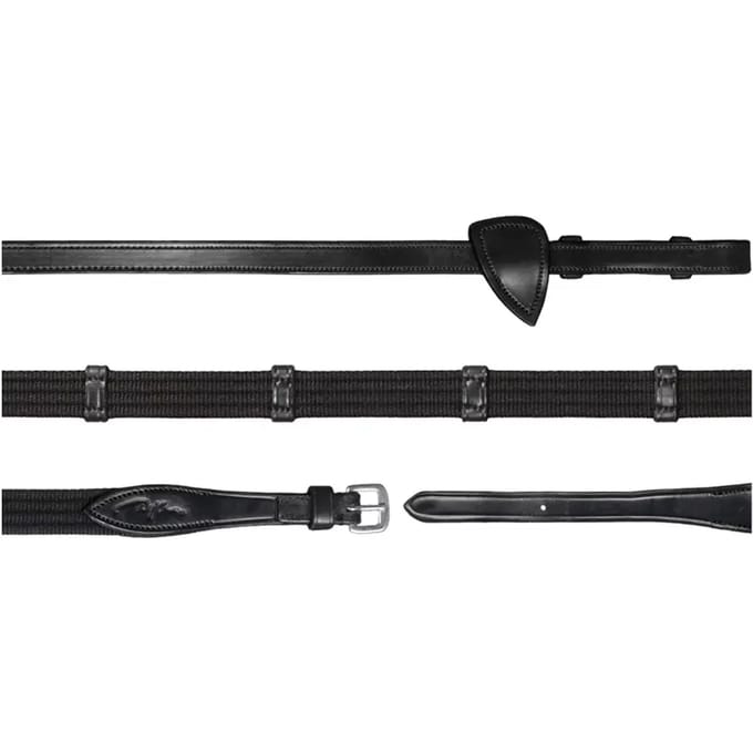 Dy'on - 5/8 Webband Teugels met 9 leren passanten Zwart Cob
