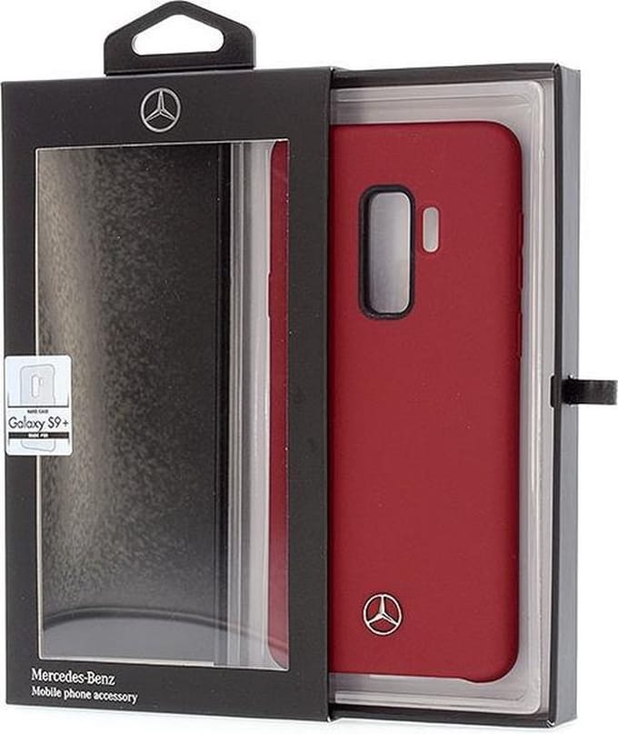 Rood hoesje van Mercedes-Benz - Backcover - Soft Touch - Leer - Galaxy S9 Plus - Silicone rand