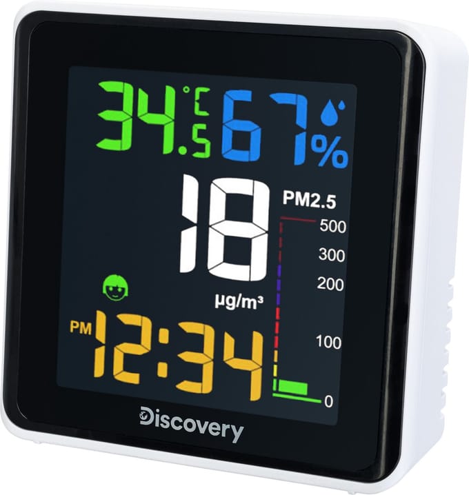 Weerstation - Luchtdeeltjesmonitor - Discovery - Thermometer - Hygrometer - Klok