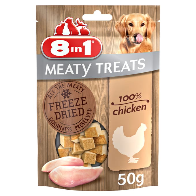 2x50g Meaty Treats 2 x kippenborst 8in1 Hondensnacks