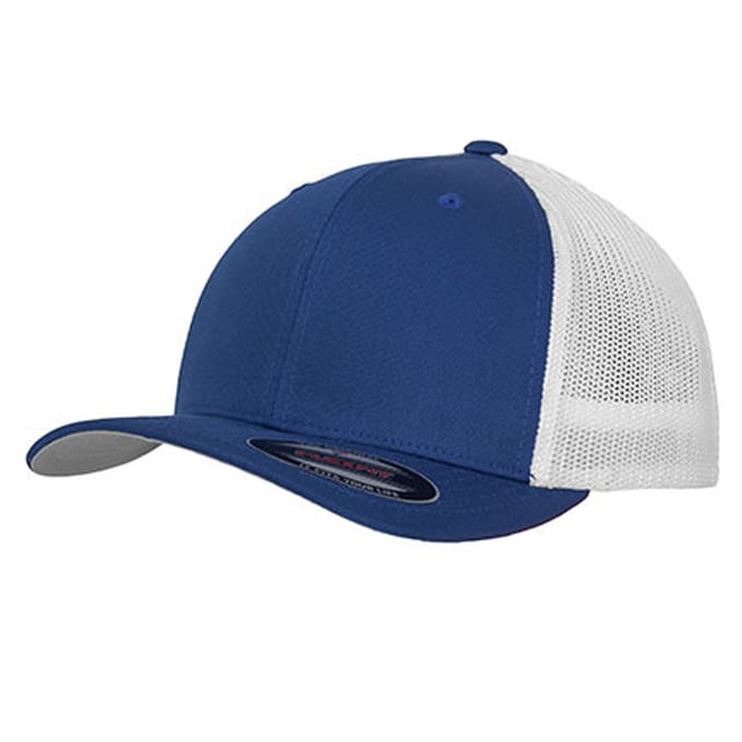 Flexfit Tweekleurige Mesh Trucker Cap (Koningsblauw)