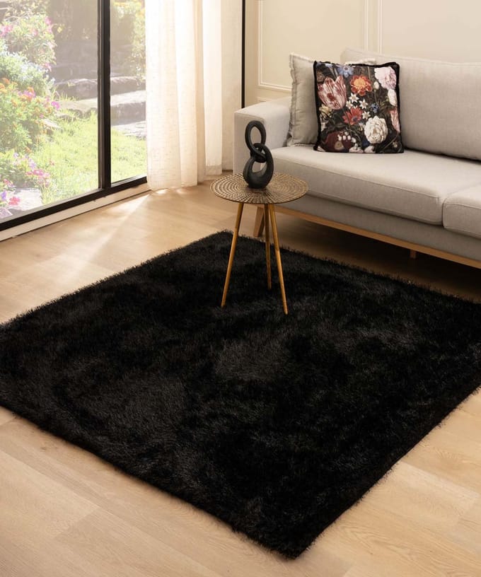Velvet vloerkleed vierkant - Posh zwart 280x280