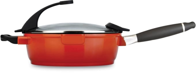 Braadpan met deksel oranje 24 cm - Oranje - PFAS-vrij