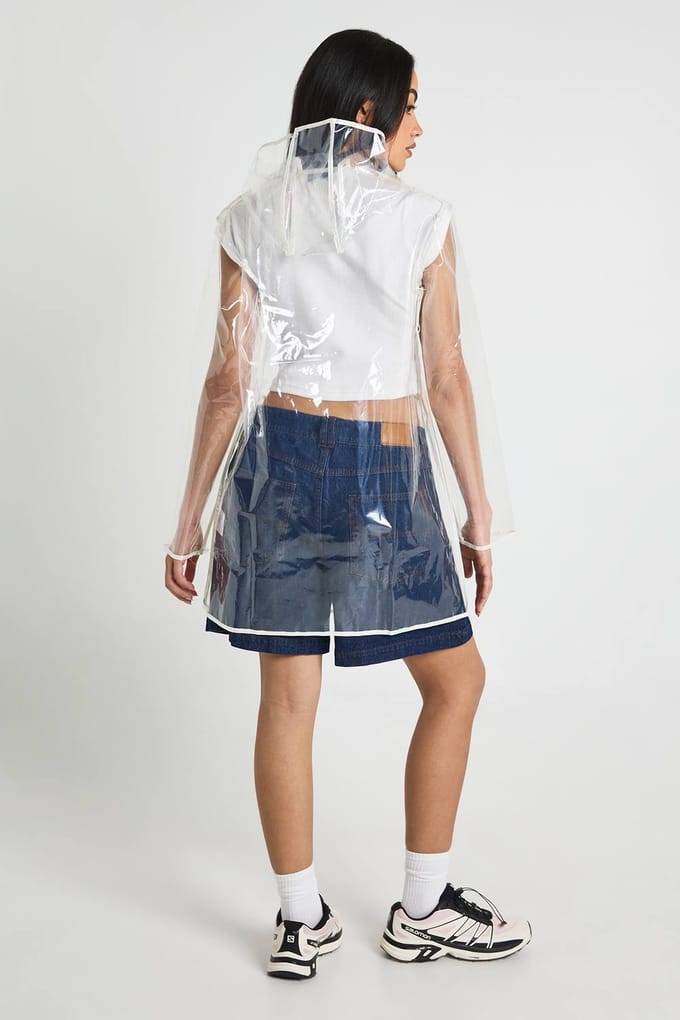 boohoo Dames Transparante Festival Regenjas Met Contrasterende Bies | Wit | Maat: Small/Medium