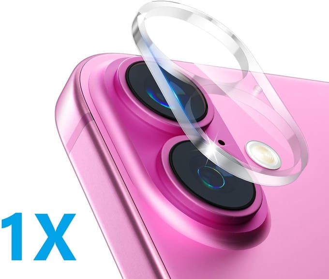 Camera lens Protector 1x Geschikt voor: Apple iPhone 16 Plus - screen protector - glas - bescherm je camera - beschermglas - Transparant