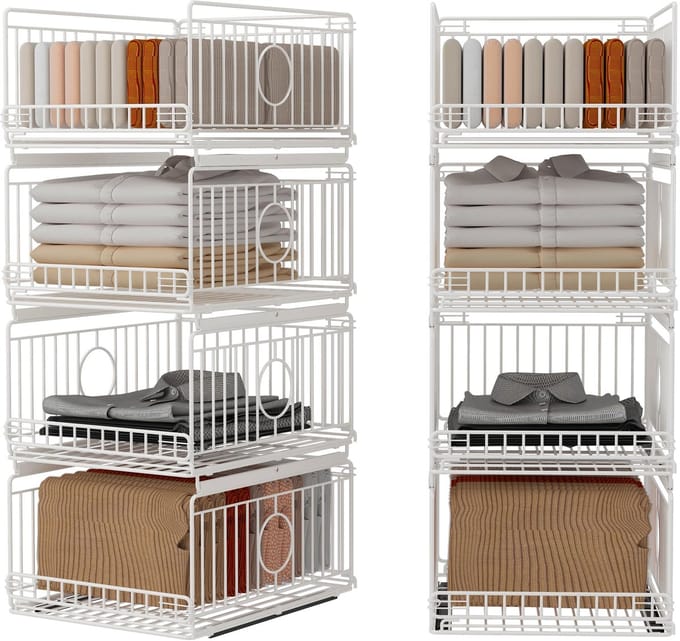 Kastorganizer, Kastorganizer zonder Gaten, Uitneembare Organizer, Stapelbare Bakken, Kastladen, Wit
