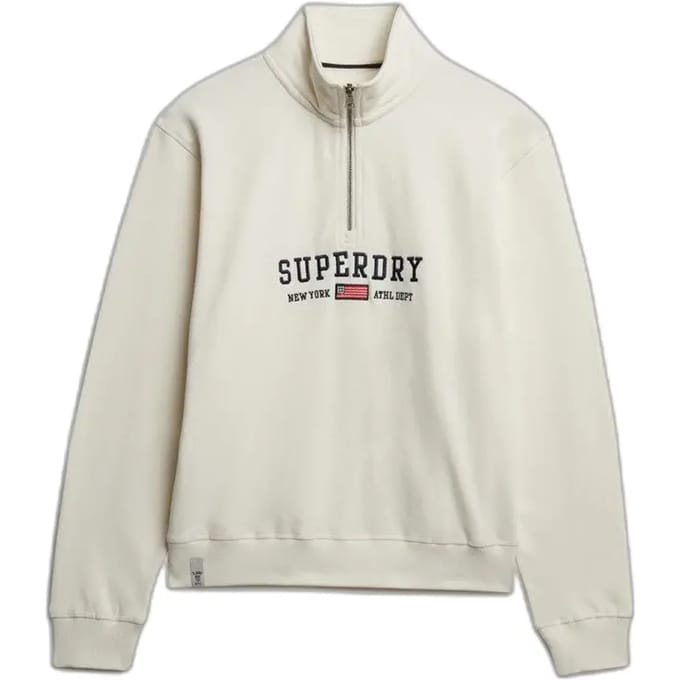 Superdry Essential Logo Sweatshirt Met Halve Rits Beige 2XS Vrouw