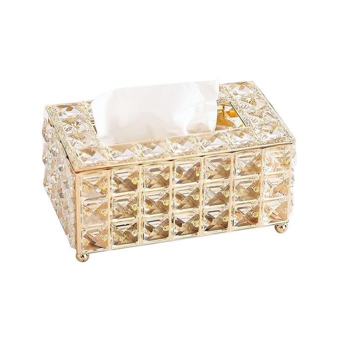 Boîte à mouchoirs rectangulaire décorative en cristal, porte-mouchoirs scintillant, serviette pour le visage or