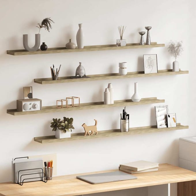 vidaXL - Wandschappen - 4 - st - 115x9x3 - cm - sonoma - eikenkleurig