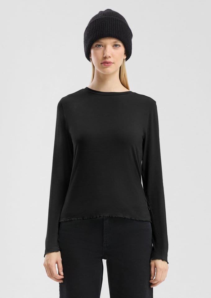 QS - female - Slim-fit lange mouw van stretchviscose