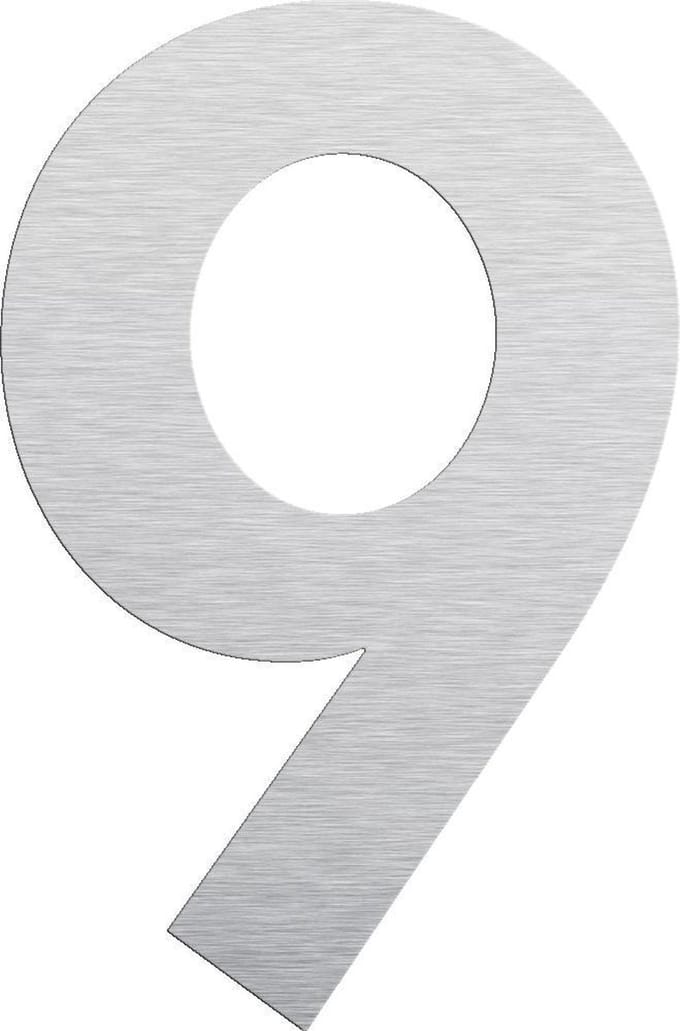 Huisnummer 15 cm - Nummer 9 - RVS mat geborsteld