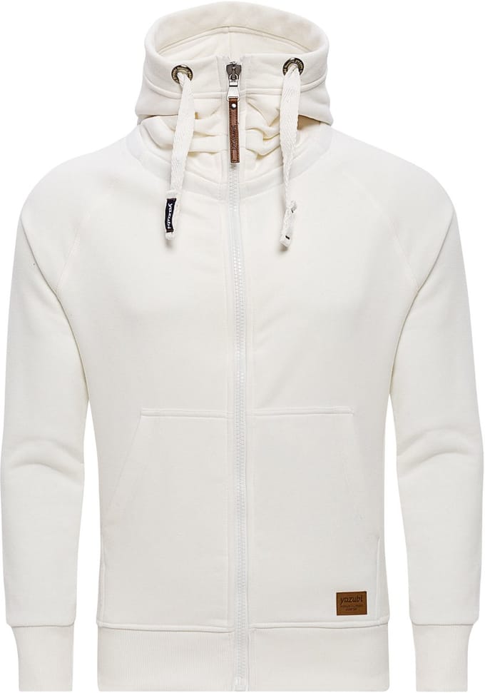 Yazubi Heren Hoodie Jacob – Regular Fit – Katoenmix Stretch – Wit – Rits & Kap