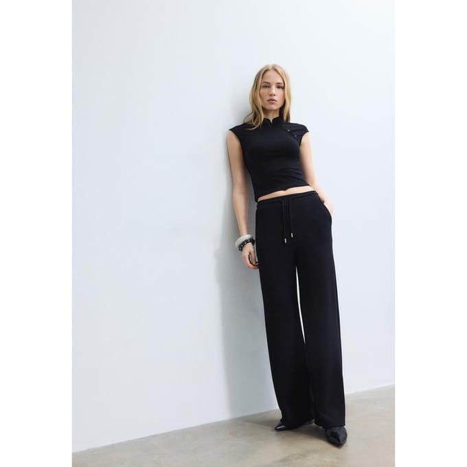 Stradivarius Zachte palazzo joggingbroek  Zwart S