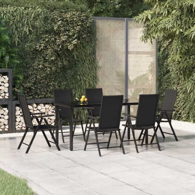 vidaXL - 7-delige - Tuinset - poly - rattan - zwart