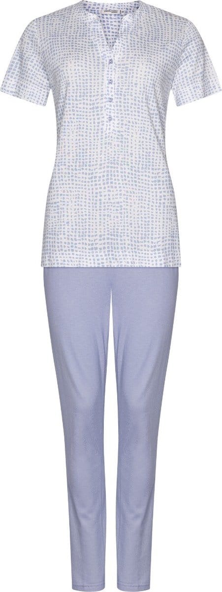 Pastunette Premium Pyjama Soft Sketches - Katoen/Modal - Wit/Blauw - Maat 46