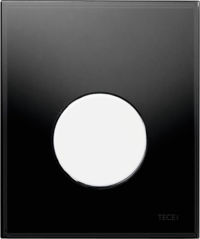 Urinoir Bedieningsplaat TECE Loop Glas Zwart 10,4x12,4 cm (met witte toets)