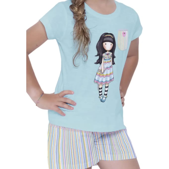 Pyjama-sets Admas Pyjamashort t-shirt And All Things Nice Santoro blauw