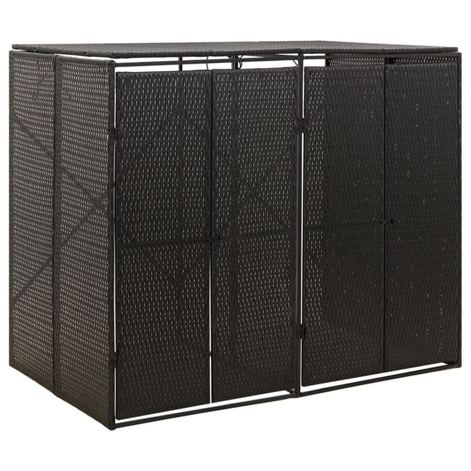 vidaXL - Containerberging - dubbel - 140x80x117 - cm - poly - rattan - zwart