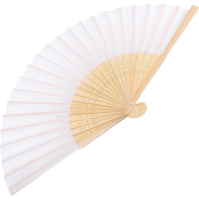 Opvouwbare Handwaaier 21cm Blanco Zijden Stof Bamboe Opvouwbare Handwaaier voor Bruiloft Dagelijks Gebruik white