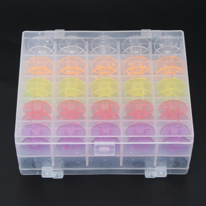 50 STUKS Dubbeldeks Plastic Doos Kleur Transparant Plastic Spoelen Naaimachine Spoel Gereedschap beige