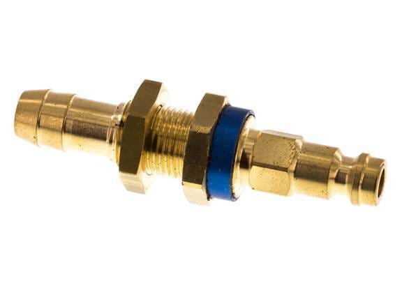 Messing DN 5 Blauw-Coded Luchtkoppeling Insteeknippel 9 mm Slangpilaar Schotkoppeling