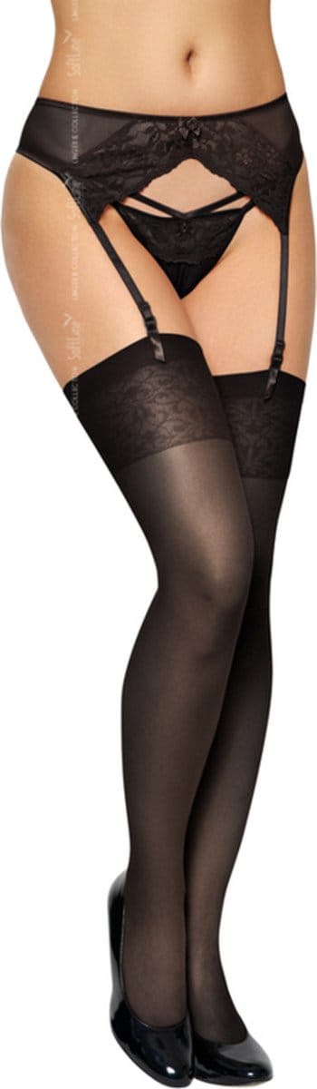 SoftLine sexy kousen met naad- zwart M