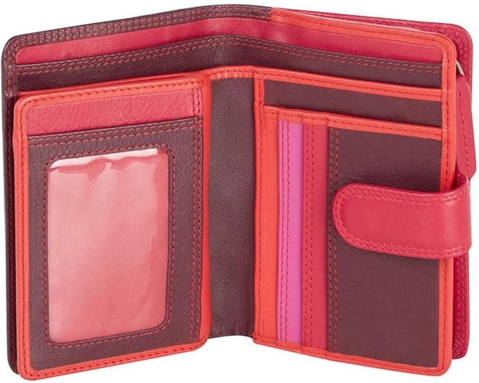 Visconti Dames Portemonnee - Leer - RFID - 10 pasjes - Rainbow Collectie - Pruim (RB51 PM)