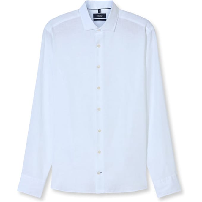 OLYMP Signature Casual Overhemd, Tailored Fit, Kent, Wit