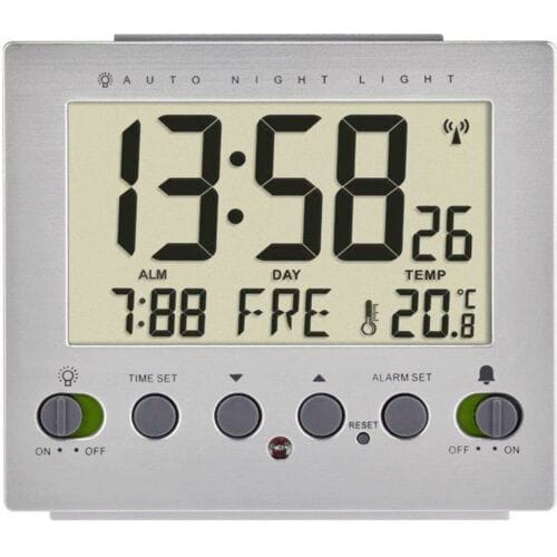 TFA Dostmann 60.2561.55 Wekker Zendergestuurd Zilver Alarmtijden: 1