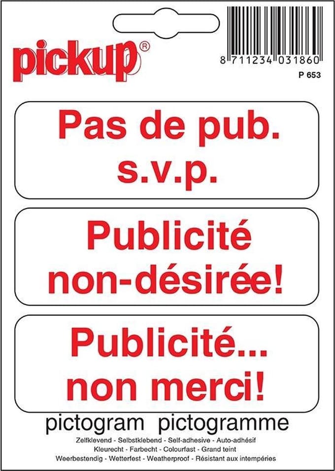 Pickup Pictogram 10x10 cm - Pas de pub s.v.p.