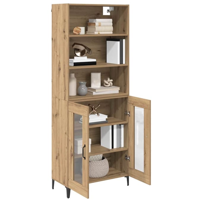 vidaXL - Highboard - Artisan - Eiken - 69,5 - x - 34 - x - 180 - cm - Bewerkt - hout