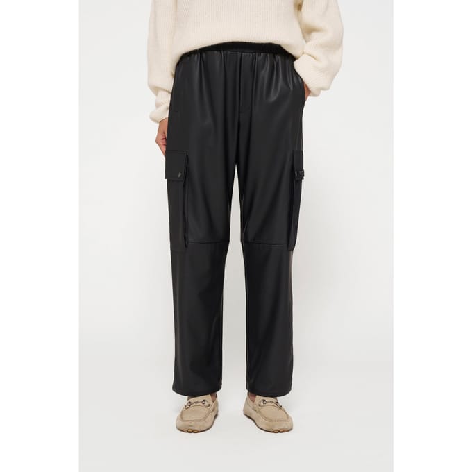 10DAYS Leatherlook Cargo Pants Black Größe: S | Cargohosen Outlet | Damen | Schwarz