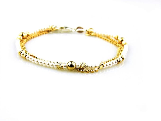 model Giolla armband in zilver verguld en pareltjes 3 rijen