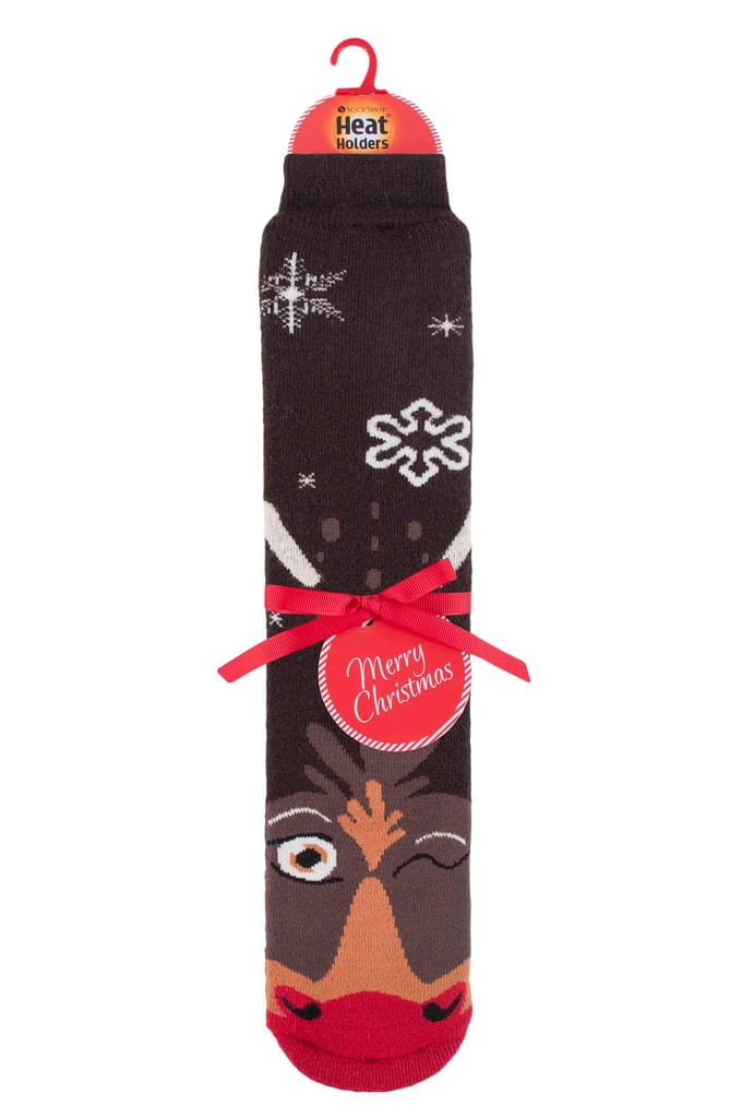 Dames kerst antislip thermo pantoffelsokken - Rudolph