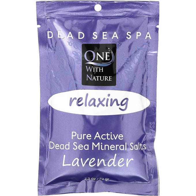One with Nature, Spa de la Mer Morte, Sel Minéral, Relaxant, Lavande, 70g (2,5 oz) gray