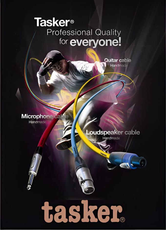 Tasker-Neutrik-XLR-XLR-microfoon-audio-T32MBAG09FBAGBL-Kleur: Fluo Blue Handgemaakt NL.