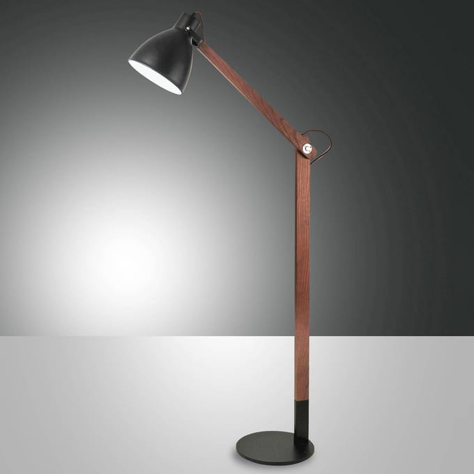 Fabas Luce Vloerlamp Sveva van hout, zwart/walnoot