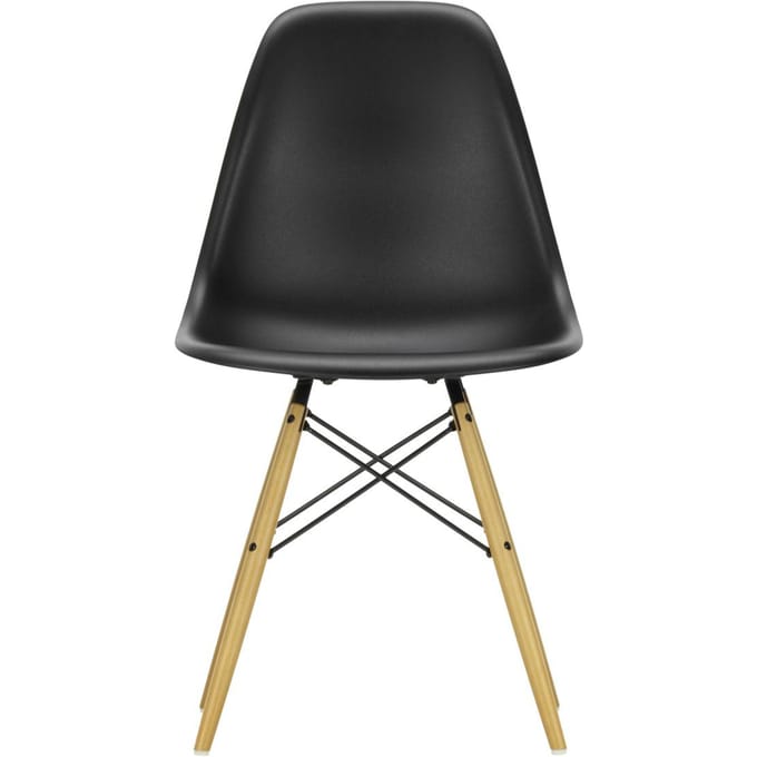 Vitra - DSW Eames Plastic Sidechair - gelige esdoorn - diepzwart RE