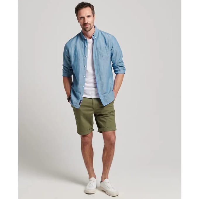 Button-down overhemd van linnen en biologisch katoen Superdry Studios