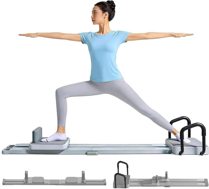Pilates Board Ski - Reformer Trainer - Thuis Workouts - Opvouwbaar Ontwerp - 174 x 55 cm - Meerkleurig