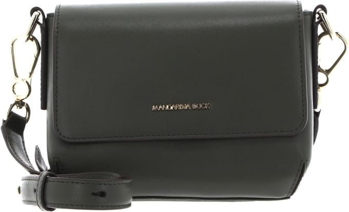 MANDARINA DUCK Leren Schoudertas Luna Shoulder Bag With Flap Small Military Olive Groene