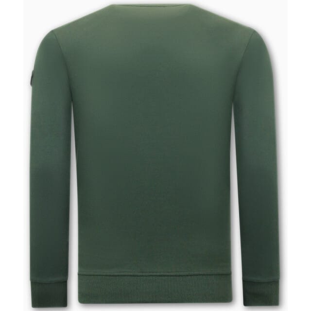 Heren Sweater met Print - Skull Head - 3662 - Groen
