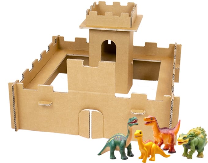 Kartonnen mini ridder burcht - 55 x 55 x 30 cm - Kartent