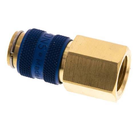 Messing DN 5 Blauw Luchtkoppeling Snelkoppeling G 1/4 inch Binnendraad - CLS5-F-B-BLU-014