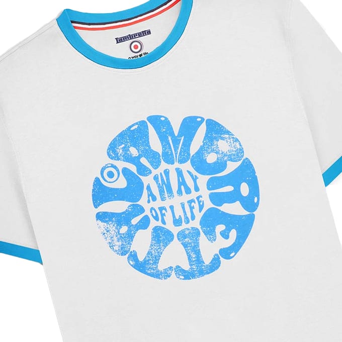Lambretta Heren SS24 Ringer Festival T-Shirt (Wit)