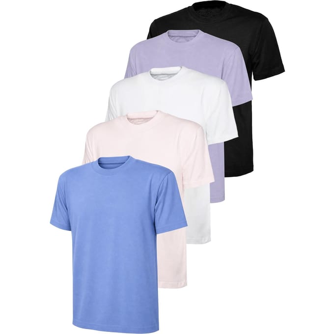 Kruze | Dames Crew Neck T-Shirts (5-Pack) - ZW/BL/ROSA/VIO/WIT