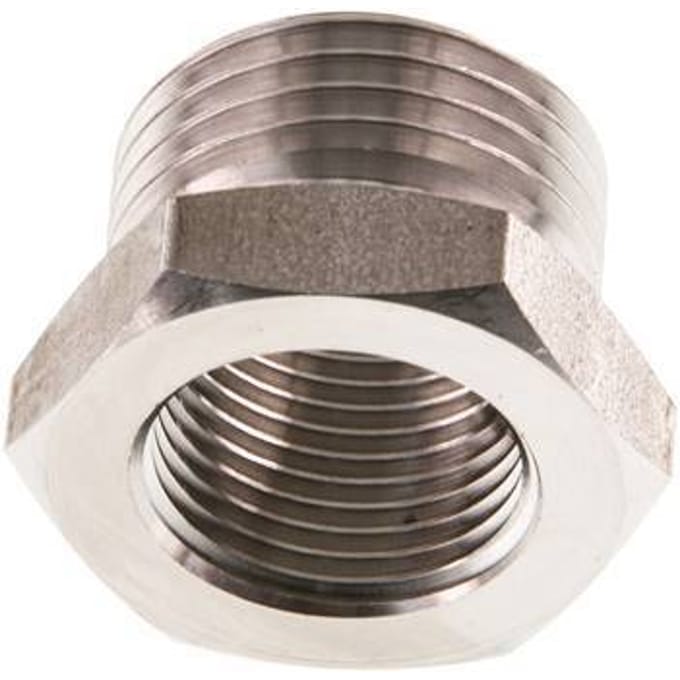 G 3/8'' x G 1/2'' F/M RVS Verloopring 40 Bar