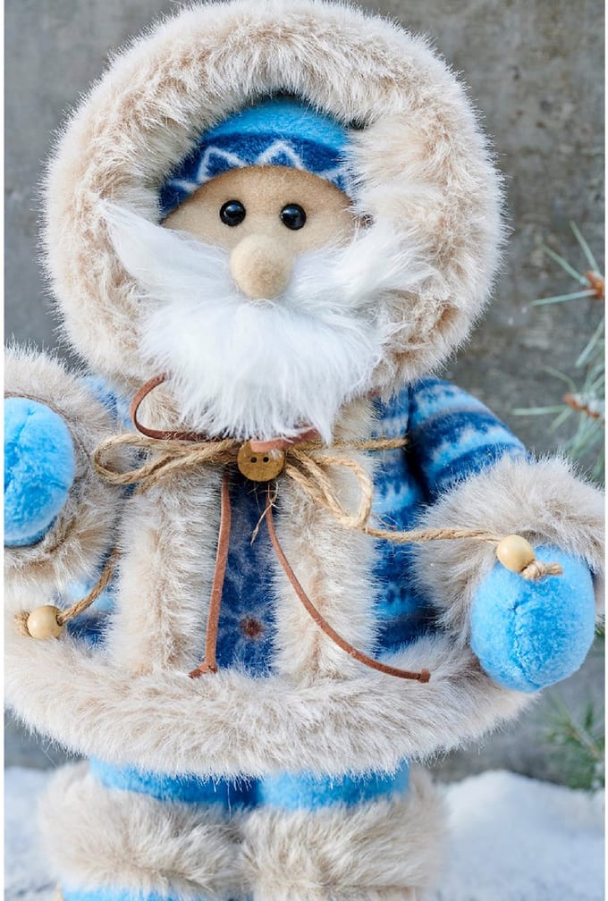 Decoris - Kerstdecoratie INUIT - Blauw - 16x22x23 cm